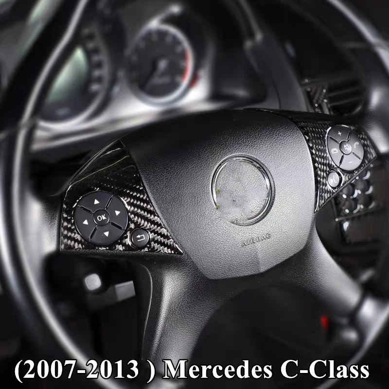 

Для 2007-2013 Mercedes Benz C-Class W204 Кнопка рулевого колеса украшение из углеродного волокна 3D наклейка C180 C200K C260