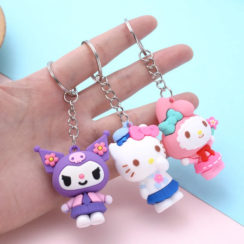 

Sanrios Hello Kittys Keychain Anime Cinnamoroll Kuromi Melody Pendant Keychains Children Toys Women Cute Keyring Birthday Gifts