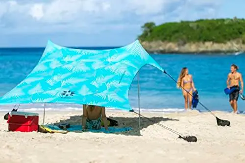 

Beach Tent with Sand Anchor, Portable Canopy Sunshade - 7' x 7' - Patented Reinforced Corners Folding grill Stove for camping Sa