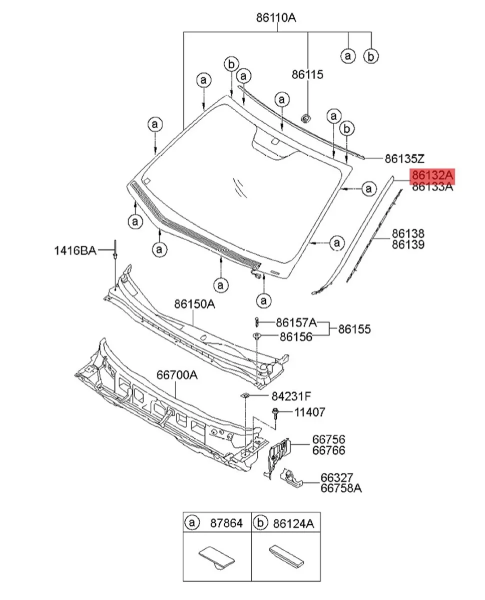 Комплект левого и правого ветрового стекла для Hyundai I30 2007-2012 1 пара-стеклянная