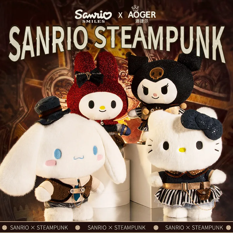 

New Original Sanrio Steampunk Series Cinnamoroll Hello Kitty My Melody Kuromi Plush Stuffed Animal Toys Pillow Room Decoration G