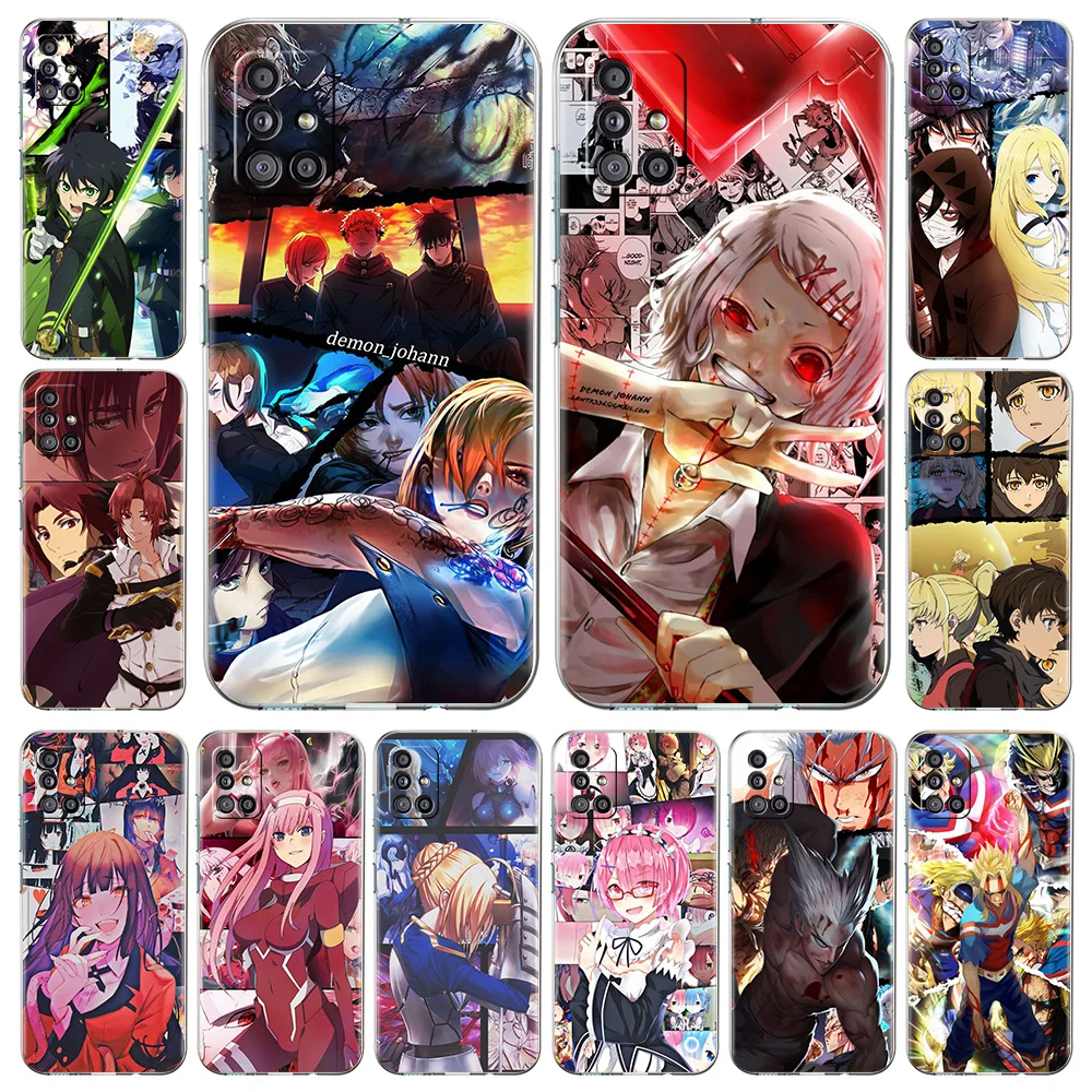 

Hot Anime Cartoon Character Phone Case For Samsung Galaxy A51 A71 A21S A12 A11 A31 A41 A52 A32 A72 A01 A03S A22 A13 5G A50 Cover