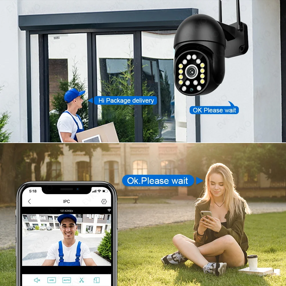 Камера видеонаблюдения V380 Pro купольная с 4-кратным зумом 5 МП 1080P Wi-Fi | Безопасность