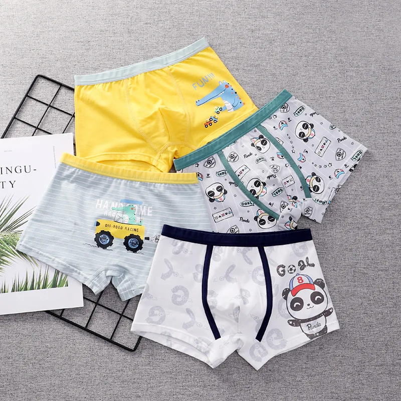 Нижнее белье для мальчиков 4 цветов хлопковые трусы малышей с мультяшным