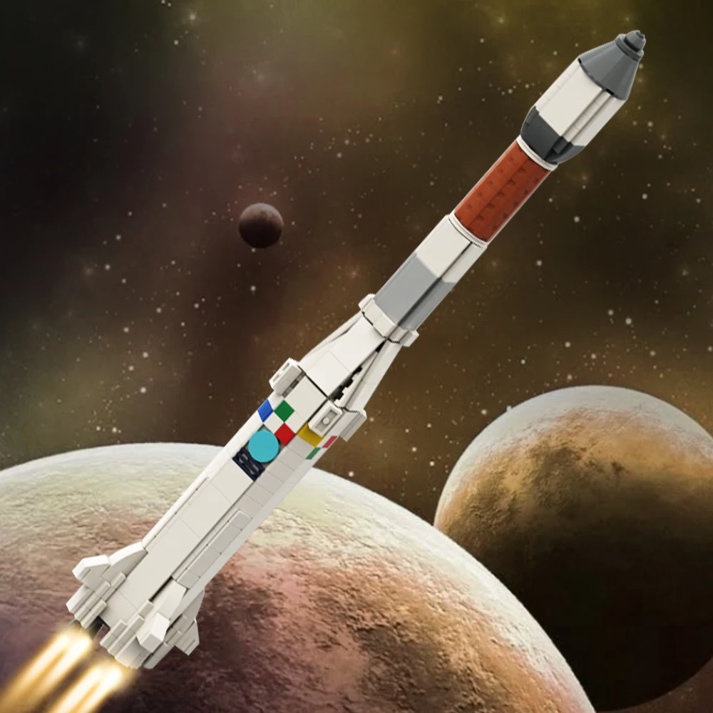 

MOC 1:110 Ariane 1 Heavy Saturn Rocket Building Blocks Set Spaceship Idea Assemble Bricks Toys For Children Birthday Gift