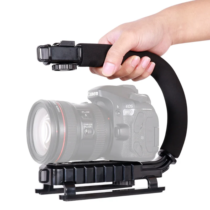 Купи 1 Pcs U C Shaped Holder Grip Video Handheld Stabilizer for DSLR Nikon Sony Camera and Light Portable SLR for Gopro за 975 рублей в магазине AliExpress