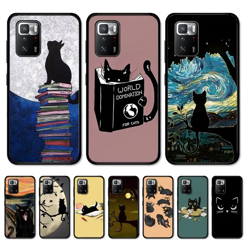 

Black Cat Cartoon Cute Phone Case for Redmi Note 8 7 9 4 6 pro max T X 5A 3 10 lite pro