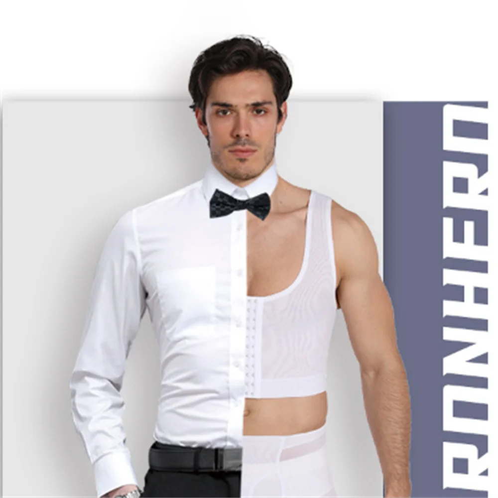 Men Gynecomastia Shaper Vest Slimming Chest Control Boobs Shapewear Firm Girdles Hook Corrector Compression Shirt Corset Tops