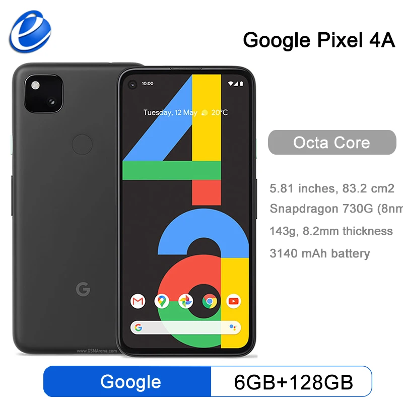 

Original Google Pixel 4a 5.81" Snapdragon 730G 6GB RAM 128GB ROM Octa Core Andorid 10 Mobile phone 4g LTE Android phone