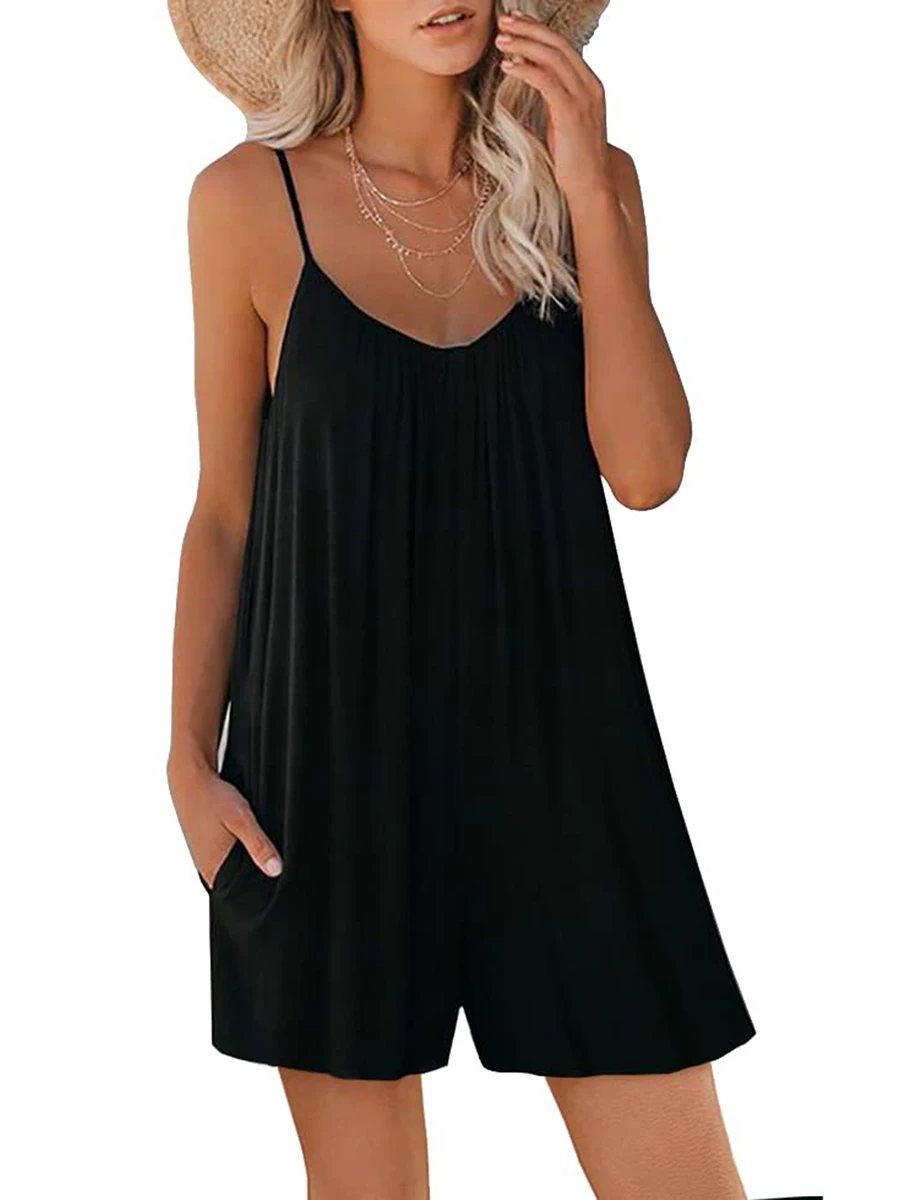 

Women s Summer Casual Jumpsuits Gradient Color Boho Wide Leg Shorts Overalls Adjustable Spaghetti Straps Beach Playsuits Loose