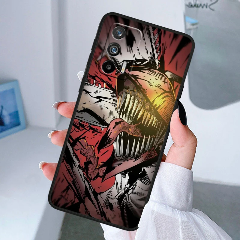 Аниме бензопила Man для OPPO Realme GT Neo 10 9i 8i 7i 6s 5 Narzo 50i 50A 240W Pro Plus Черная мягкая