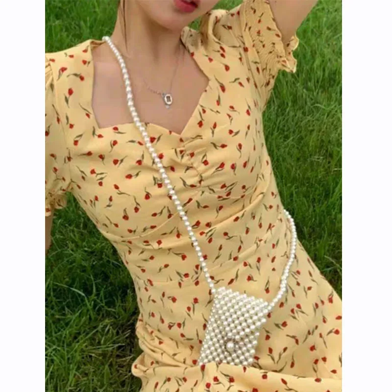 Женские летние французские винтажные платья ref0rболее 24ss с принтом тонкие