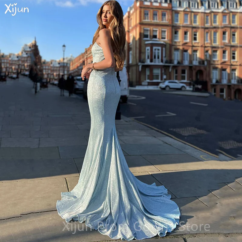 

Xijun Glitter Sweetheart Evening Dresses Shiny Sweetheart Long Prom Gowns For Women Sleeveless Formal Party Gown Robes De Soirée