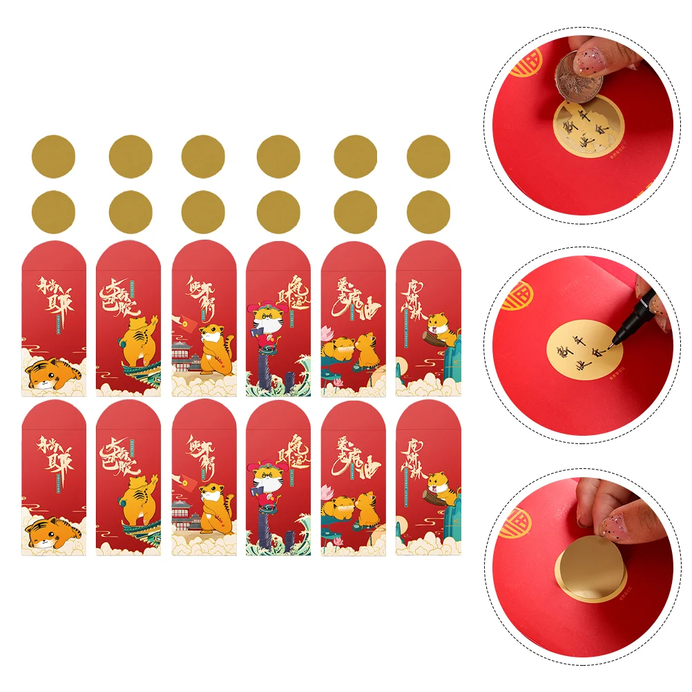 

24Pcs Chinese Envelope Lunar New Year Hongbao Festival Red Packet 2022 Present Envelope