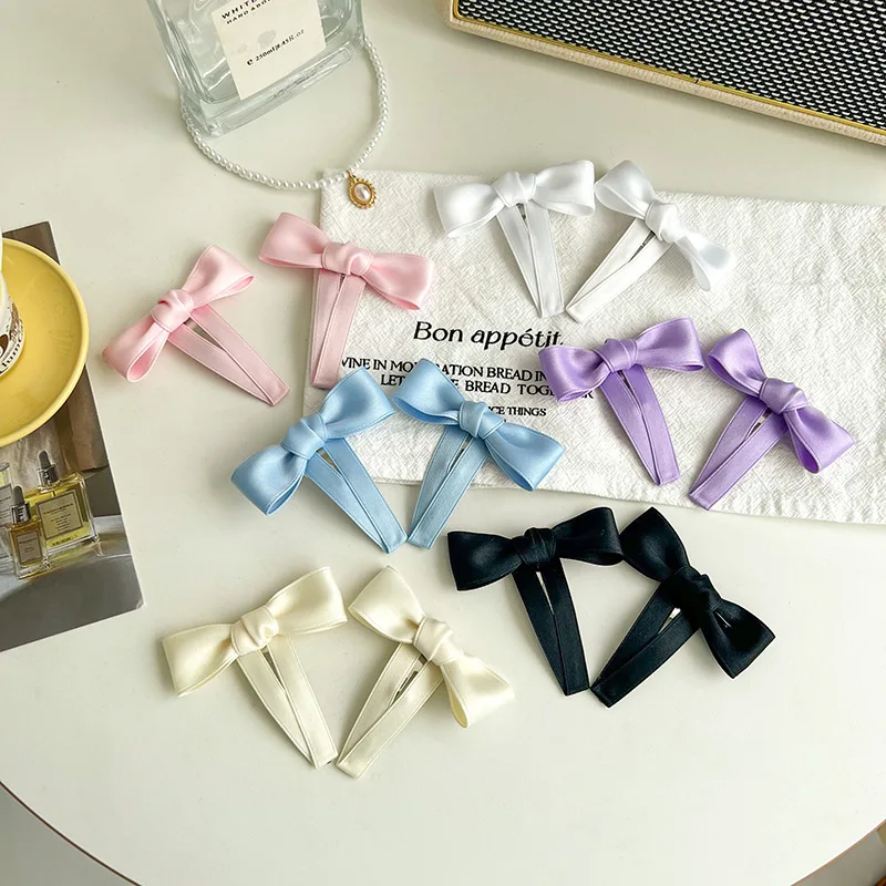 

2PCS Women Bowknot Hair Clip Solid Color Kids Handmade Boutique Hairgrips Webbing Headwear Hair Accessories For Girls Wholesale
