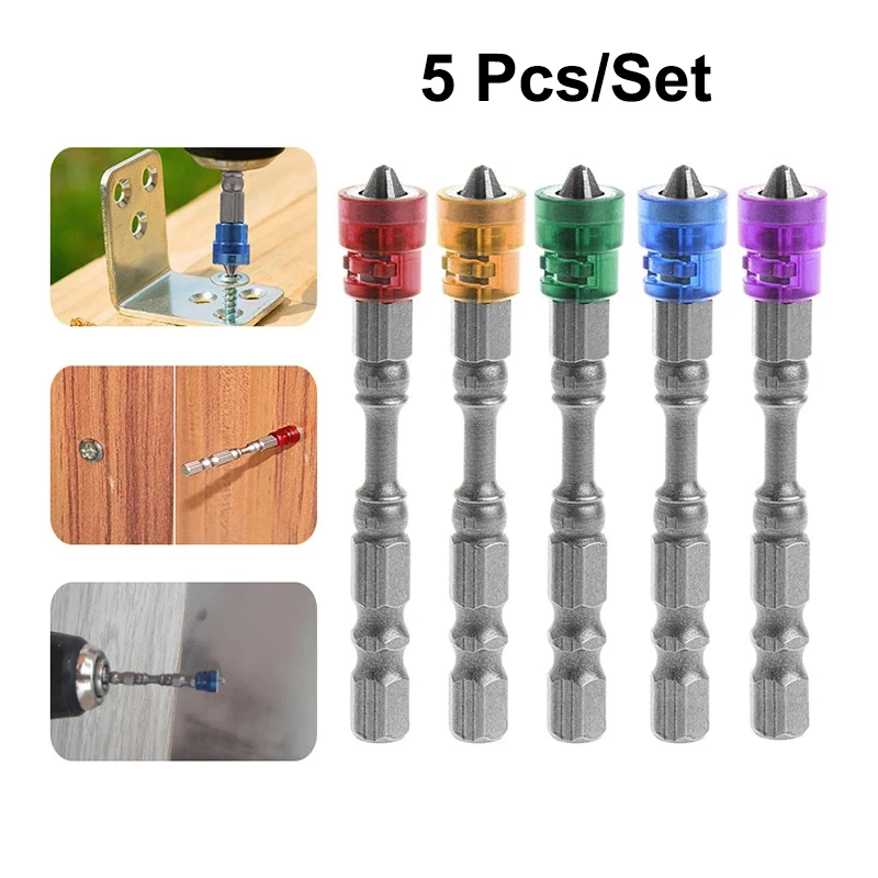 

5Pcs PH2 Phillips Single Head Magnetic Screwdriver Bits 1/4Inch Hex Shank Drywall Electric Screwdriver Set S2 Alloy Hand Tools