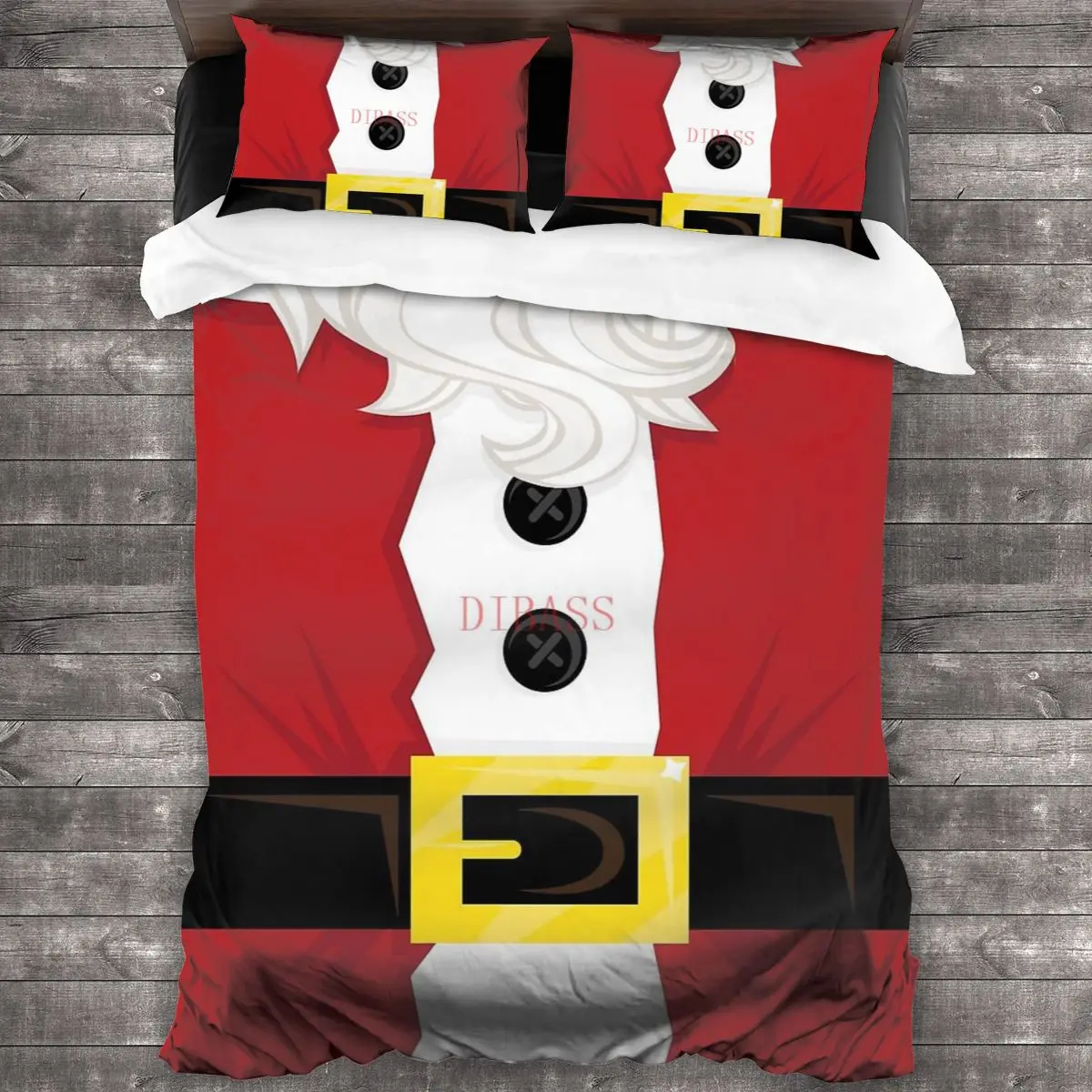 

Xmas Santa Belly Soft Microfiber Comforter Set with 2 Pillowcase, Quilt Cover With Zipper Closure King Size Comforter Cover
