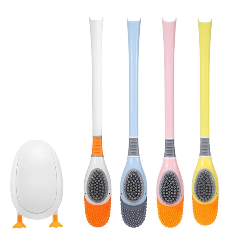 

Duck Shape Silicone Toilet Brush Bathroom Toilet Bowl Scrubber Brush with Storage Box TPR Bristles Bathroom Accessories