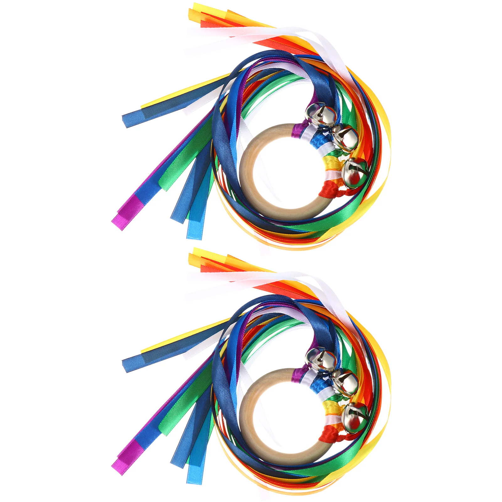 

Ribbon Rainbow Hand Kite Toys Baby Toy Streamersbell Sensory Streamer Bells Dancing Kids Montessori Ring Dance Ribbons Waldorf