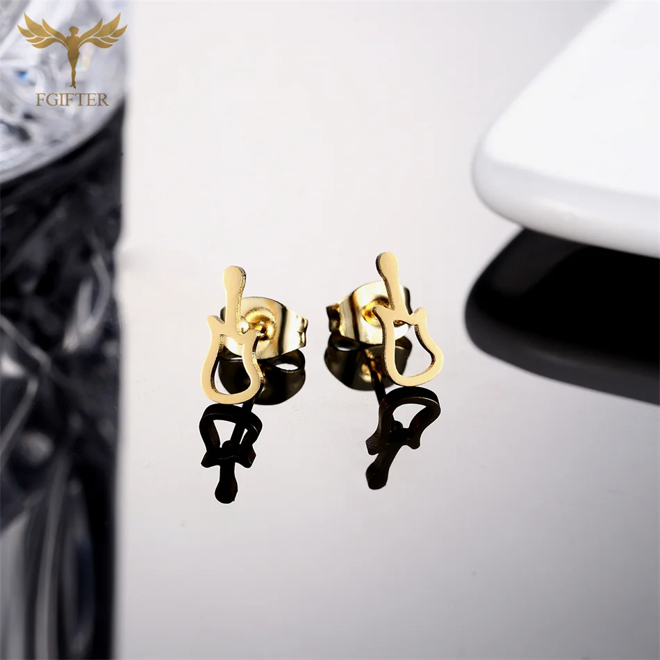Серьги гитары золотого цвета в стиле хип-хоп для женщин модные ювелирные изделия