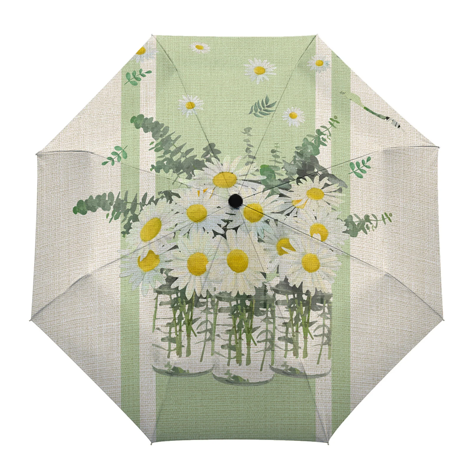 

Vase Daisies Summer Umbrella for Travel Outdoor Male Female Rain Umbrella Fully-automatic Printed Umbrella