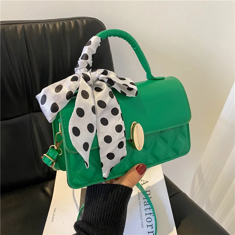 

Fashion Silk Scarf Rhombus Women's Bag Lock Mobile Phone Change Card Holder Handbag Casual Wild Shopping Travel Messenger Bag