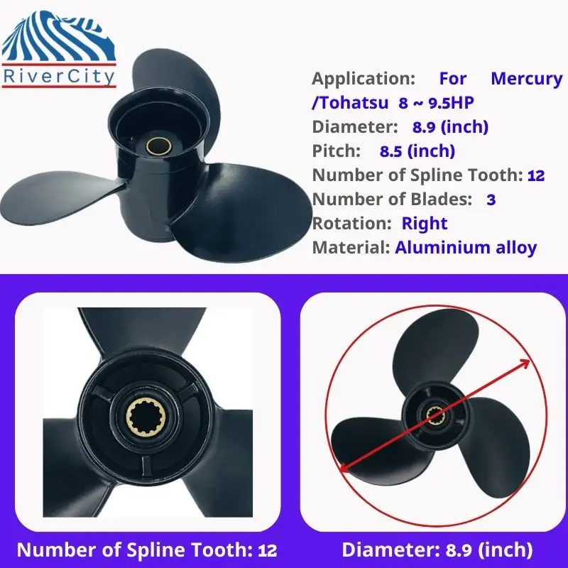 Лодочный гребной винт 8 9x8 5 для Tohatsu Nissan 8hp 9 подвесной лодочный мотор из