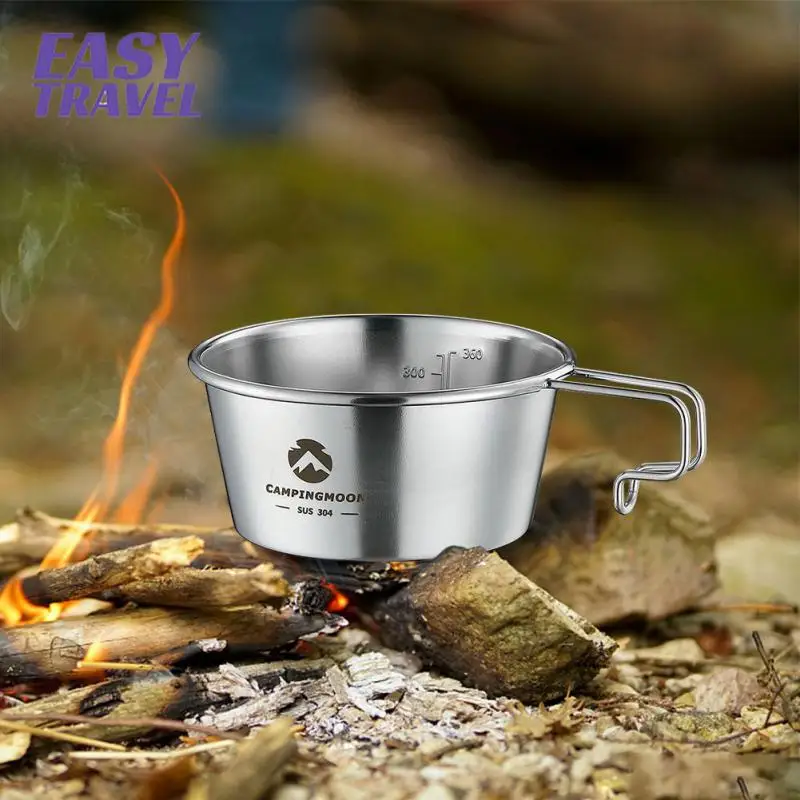 

Barbecue Mountaineering Water Cup Outdoor Folding Bowl 450ml Heatable Picnic Rice Bowl Hiking Travel Picnic 304 Stainless Steel