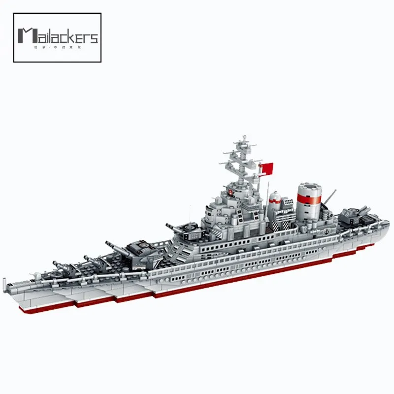 

Mailackers WW2 Military Warrior Warships Series Building Blocks Battleship Model WW2 Military Soldier Weapon Toys for children