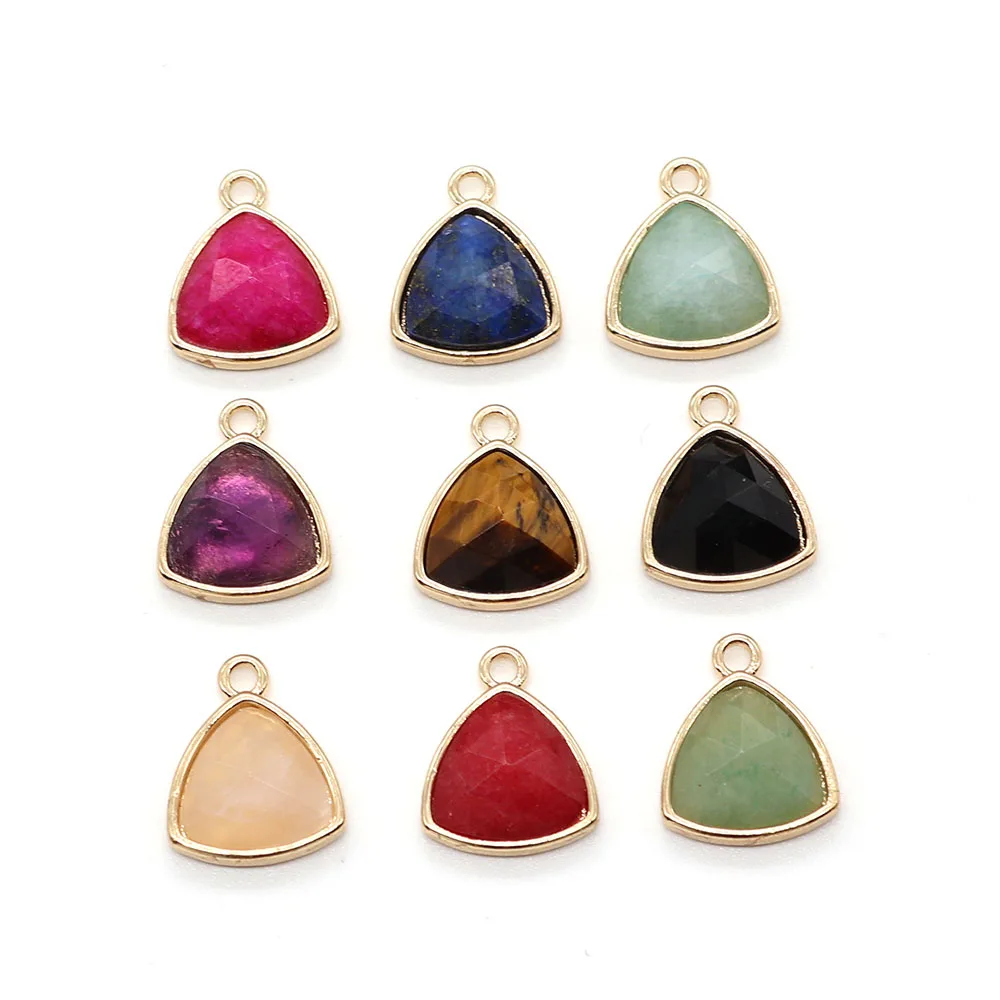 

2pcs/pack Triangle Shaped Natural Semi-precious Stone Pendants Charms Crystal DIY Making Necklaces Bracelet Earrings 10 Colors