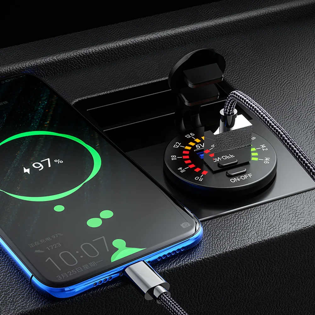 

Автомобильное зарядное устройство QC 3,0 с двумя USB-портами, 12 В, 24 В