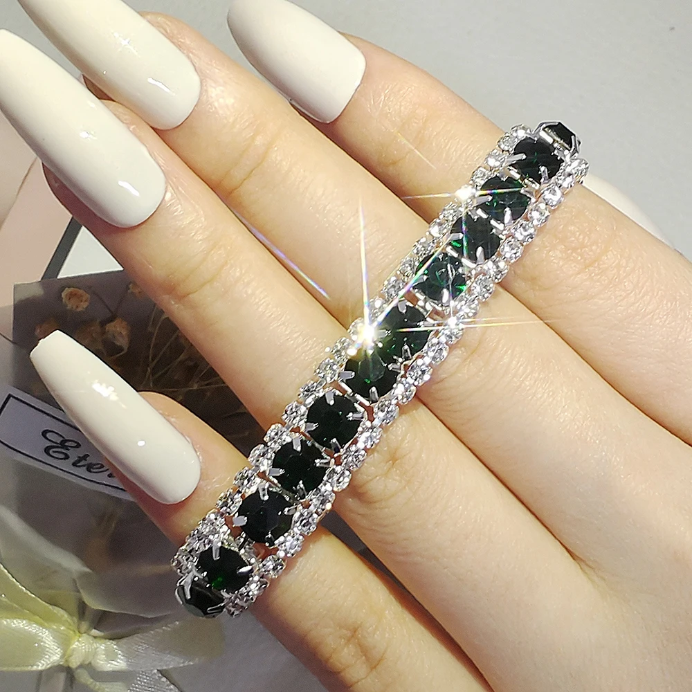 

2022 New Arrival Luxury Blue Red Green Color Bracelet Bangle for Women Anniversary Gift Jewelry Wholesale S7126