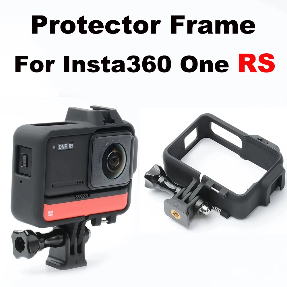 Camera Protector Frame For Insta360 One RS Protective Case Mounting Bracket Protective border w 2 Cold Shoe For Insta 360 One RS