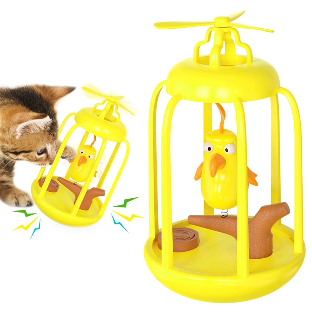 

Squeaky Bird Cage Cat Toy Kitten Interactive Swing Chasing Sounding Playing Bird House Toy Funny Tumbler Toys With Bird Calling