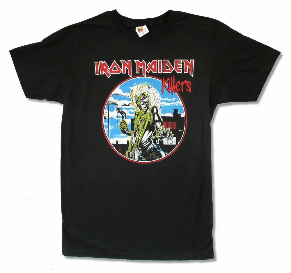 

Iron Maiden Killers Distressed Circle Image Black T-Shirt NEW