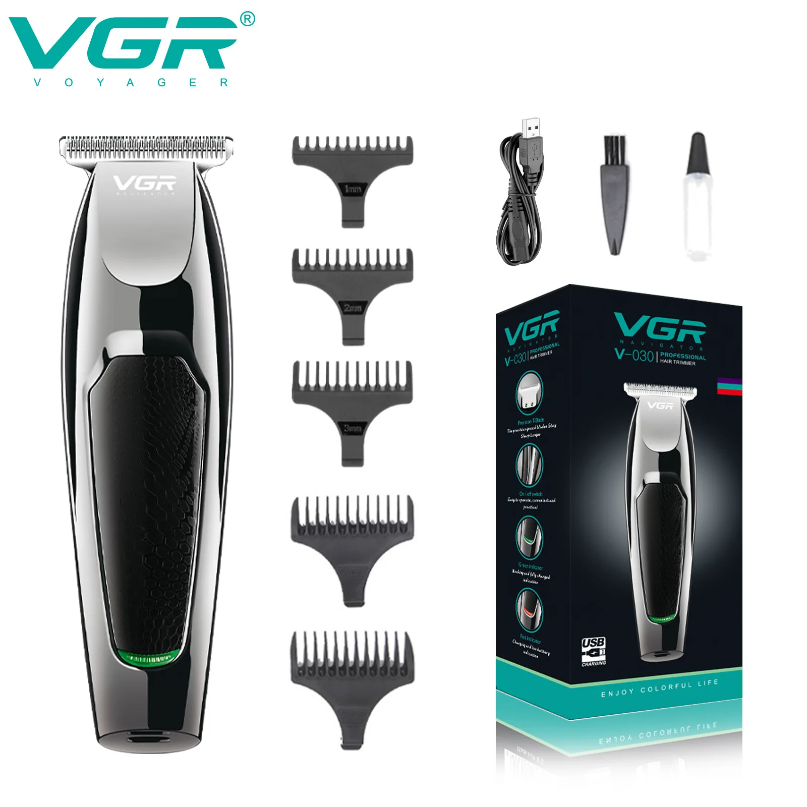 

VGR USB Charging Hair Trimmer Rechargeable Professional Trimmer Electric Hair Cutter V-030