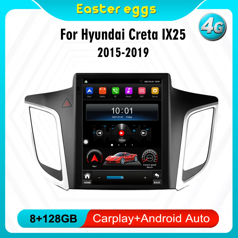 

For Hyundai Creta IX25 2015-2019 2 Din Car Radio Android 4G Carplay Tesla Touch Screen GPS Navigation Multimedia Player Stereo