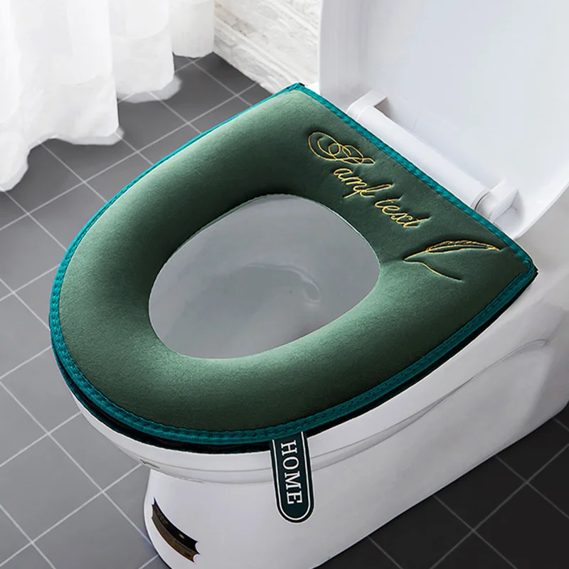 

Universal Waterproof Toilet Seat Cover Winter Warm Soft WC Mat Bathroom Washable Removable Zipper With Flip LidHandle Household