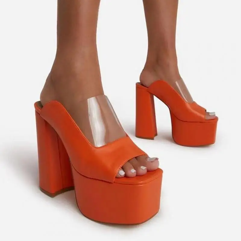 TGHDOF Ladies Sandals 2021 Fashion Waterproof Thick Sole 13CM Chunky Heels Simple Buckle Lace Up Ladies Sexy High Heels