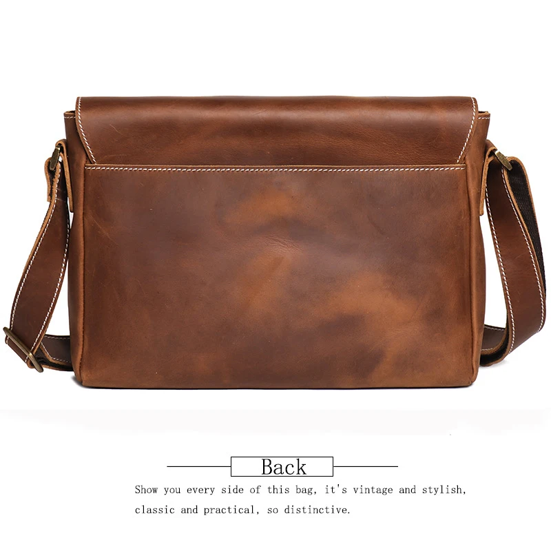 Vintage Men's Casual Crazy Horse Leather shoulder bag Large capacity Messenger Bag Crossbody bag 30166
