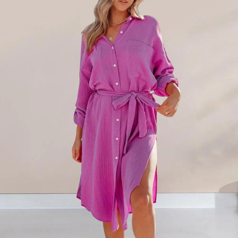 

2023 Women Sexy Button V Neck Washing Dress Casual Summer Long Sleeve Dress Spring Vintage Fashion Party Dress