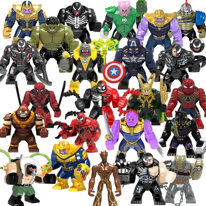 

Disney Building Blocks Mini Model Figures Big Goblin Spiderman Iron Man Venom Captain Hawk Deadpool Technic Armor City Gift Toys