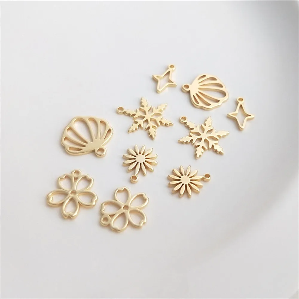 

14K Gold Filled Plated Cherry blossom little star little Daisy Snowflake pendant diy first jewelry bracelet earrings pendant