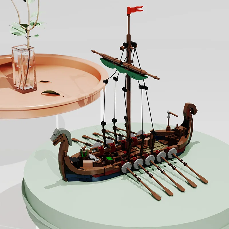 

MOC Medieval Military Viking Ship Model Building Blocks Sodiers Figures Boat Bricks Toys MOC-58275 Creative Expert Children Toys