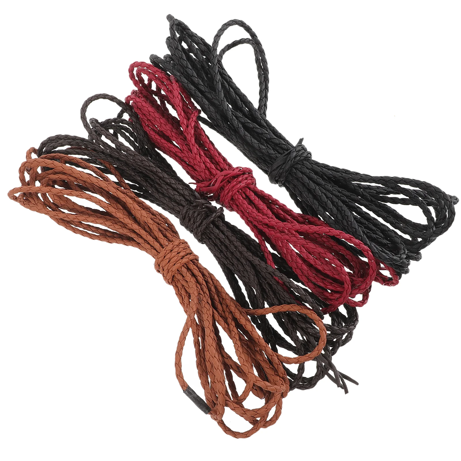 4 Pcs Braid Jewelry Lanyard Lacing Braided Rope Crafts Bracelet Cord Pu String DIY