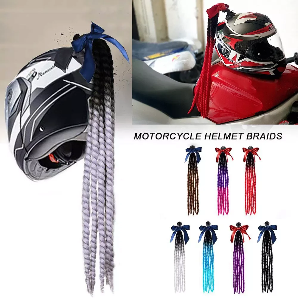 

Punk Style Motorcycle Scattered Gradient Ramp Helmet Braids Twist Braid Horn Motocross Motorbike Off Road Moto Decoration Braids