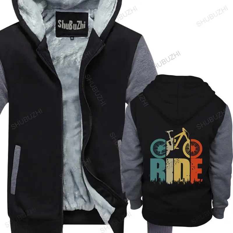

men hoodies winter Retro Ride Your Mountain Bike jacket Men MTB Lover hoodies Cyclists And Bikers cotton fleece jacket for man