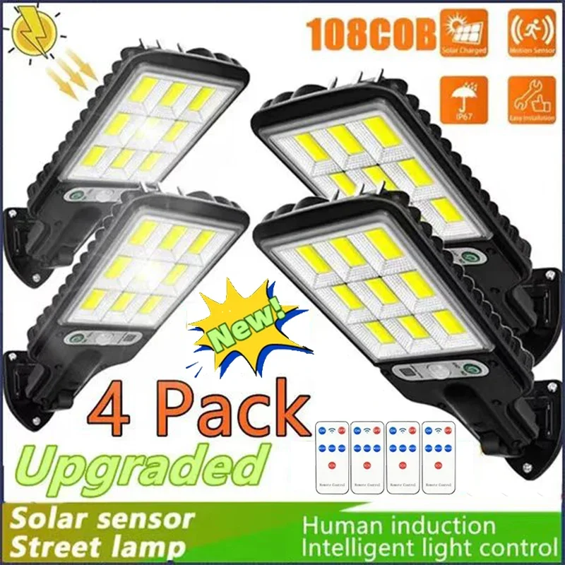 

Solar Street Lights Outdoor Solar Lamp With 3 Light Mode Waterproof Motion Sensor Security Lighting for Garden Patio Path Yard