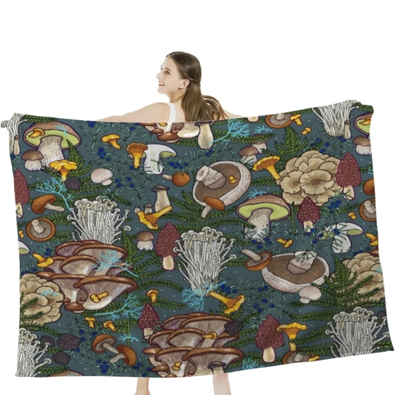 

Mushroom Forest Throw Blankets Airplane Travel Decoration Soft Warm Bedspread