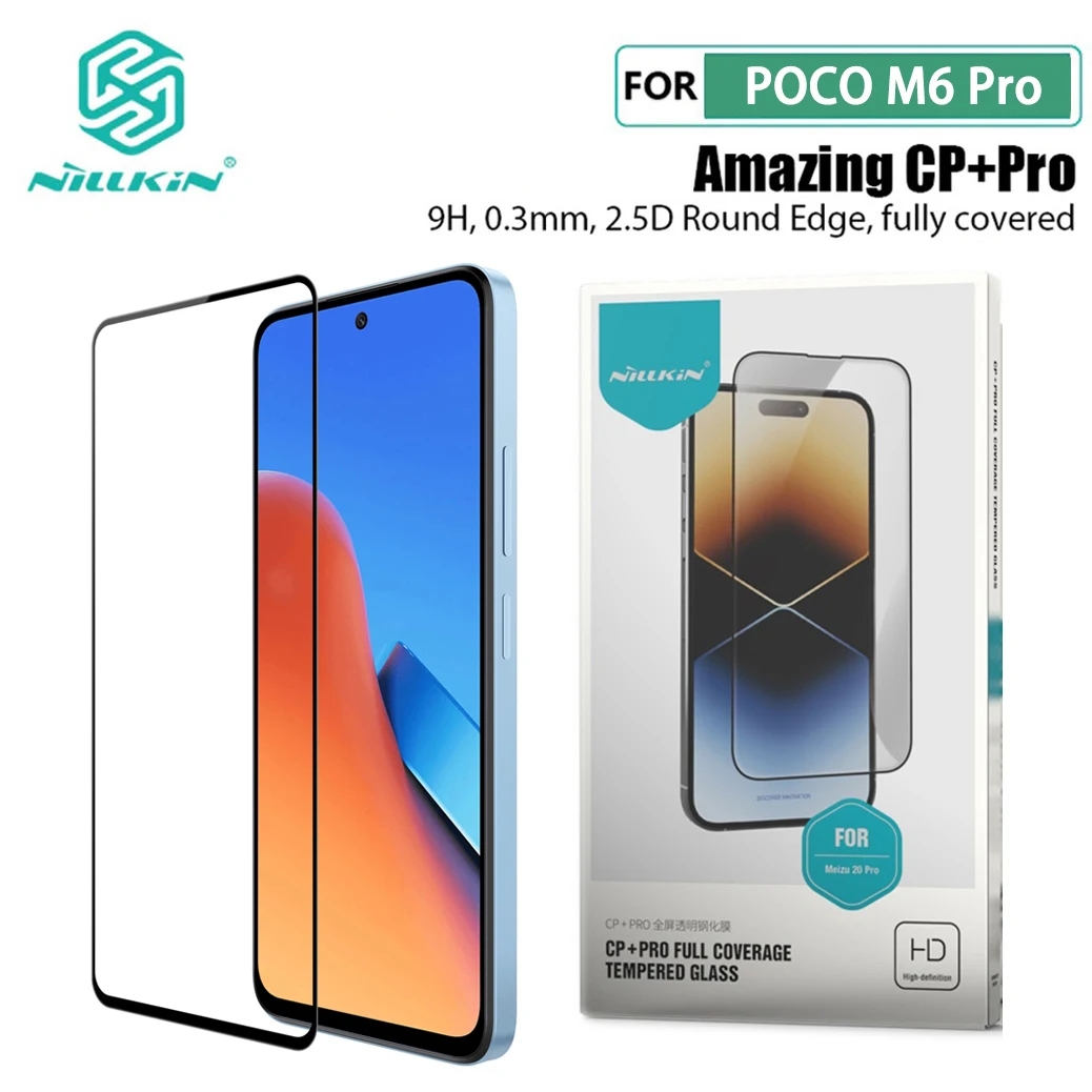 Стекло POCO M6 Pro Nillkin CP + PRO 2.5D полное клеевое полноэкранное Защитное стекло для PocoPhone M6 Pro закаленное стекло